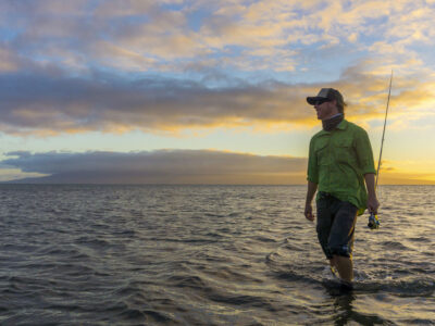 Fly Fishing Photography Portfolio Molokai Hawaii sunset wading