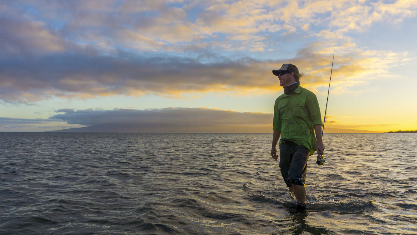 Fly Fishing Photography Portfolio Molokai Hawaii sunset wading