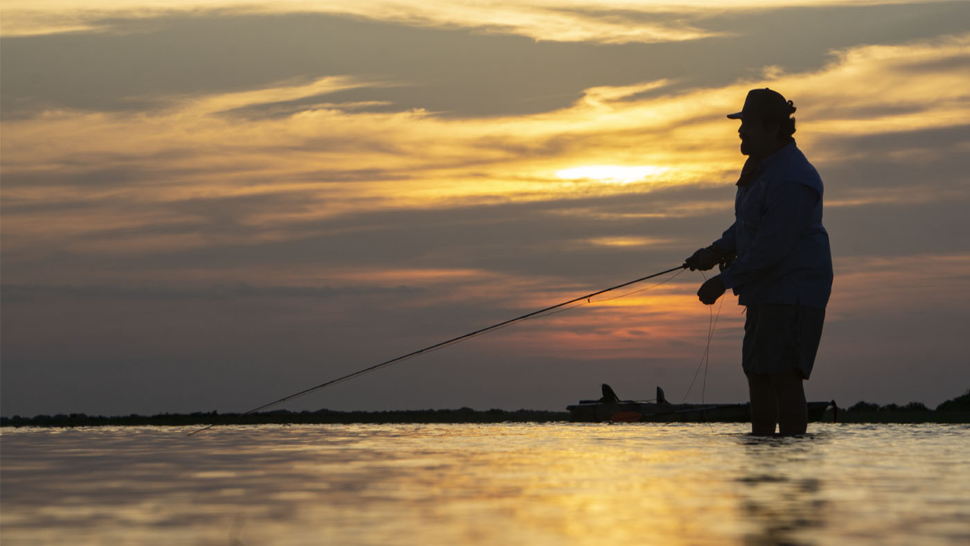 Fly Fishing Photography Portfolio Texas North Padre Island Redfish Flats sunset silhouette