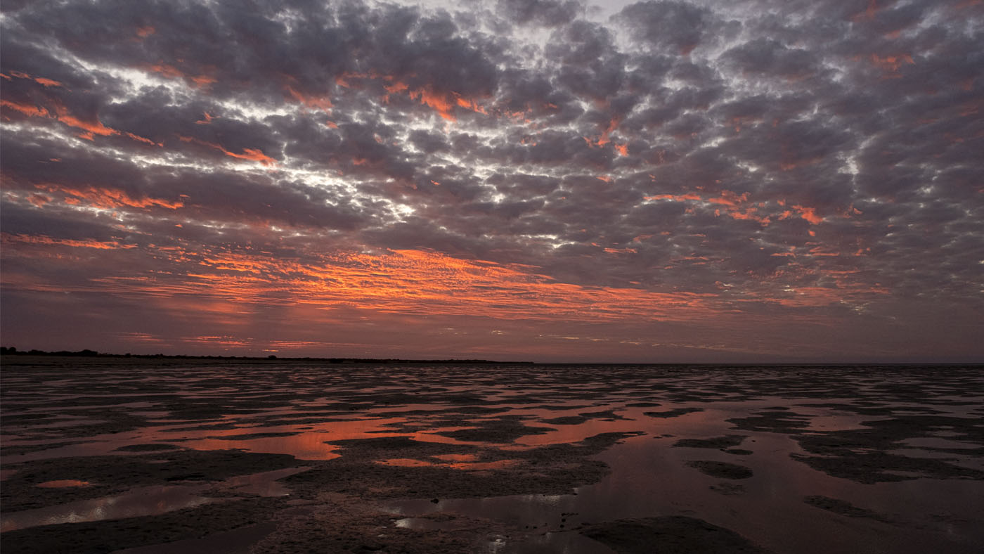 Fly Fishing Photography Portfolio Western Australia sunset red sky tidal flats