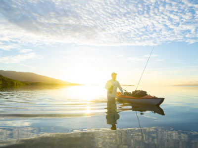 molokai hawaii kayak fly fishing bonefish sunrise